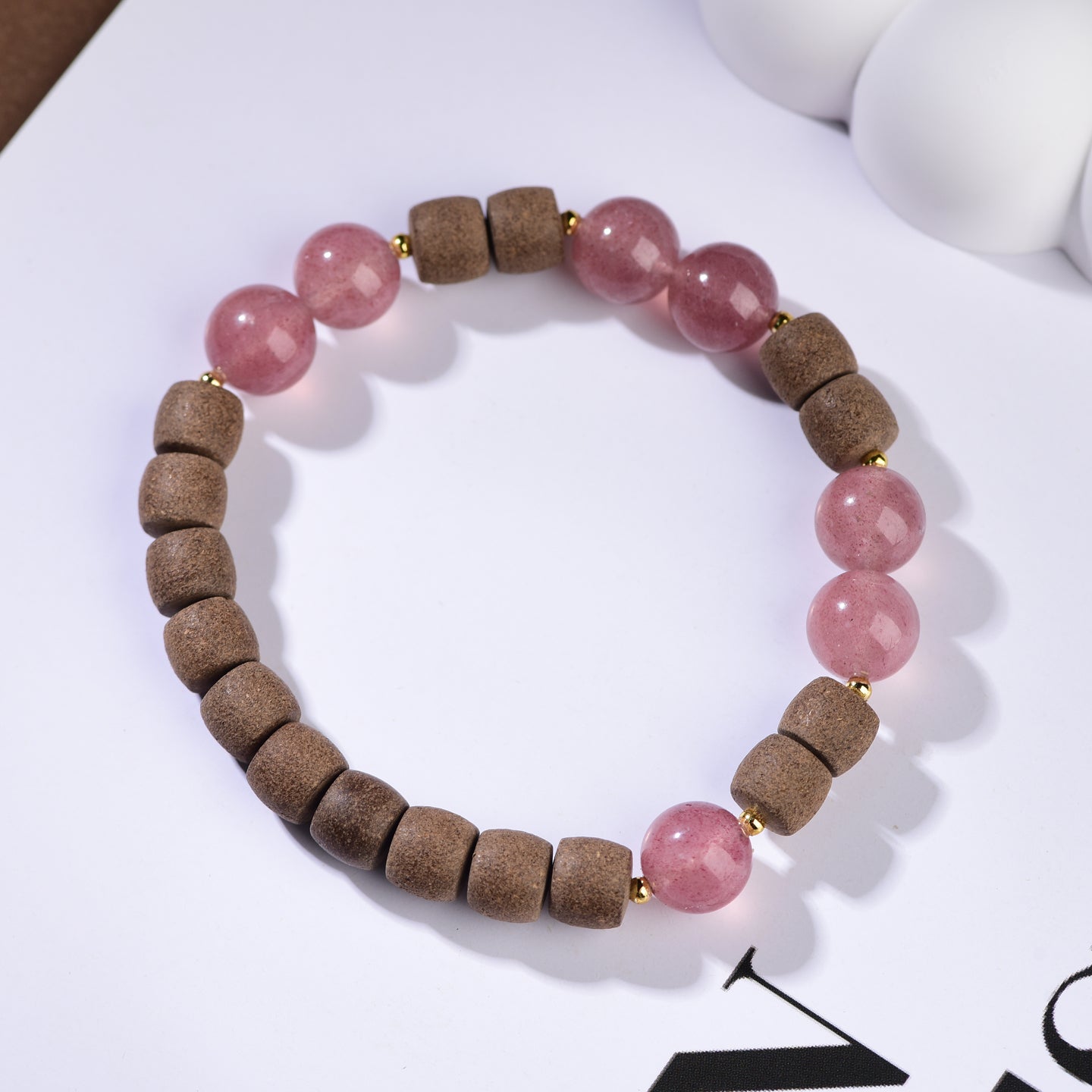 Rose Harmony Crystal & Herbal Bead Bracelet