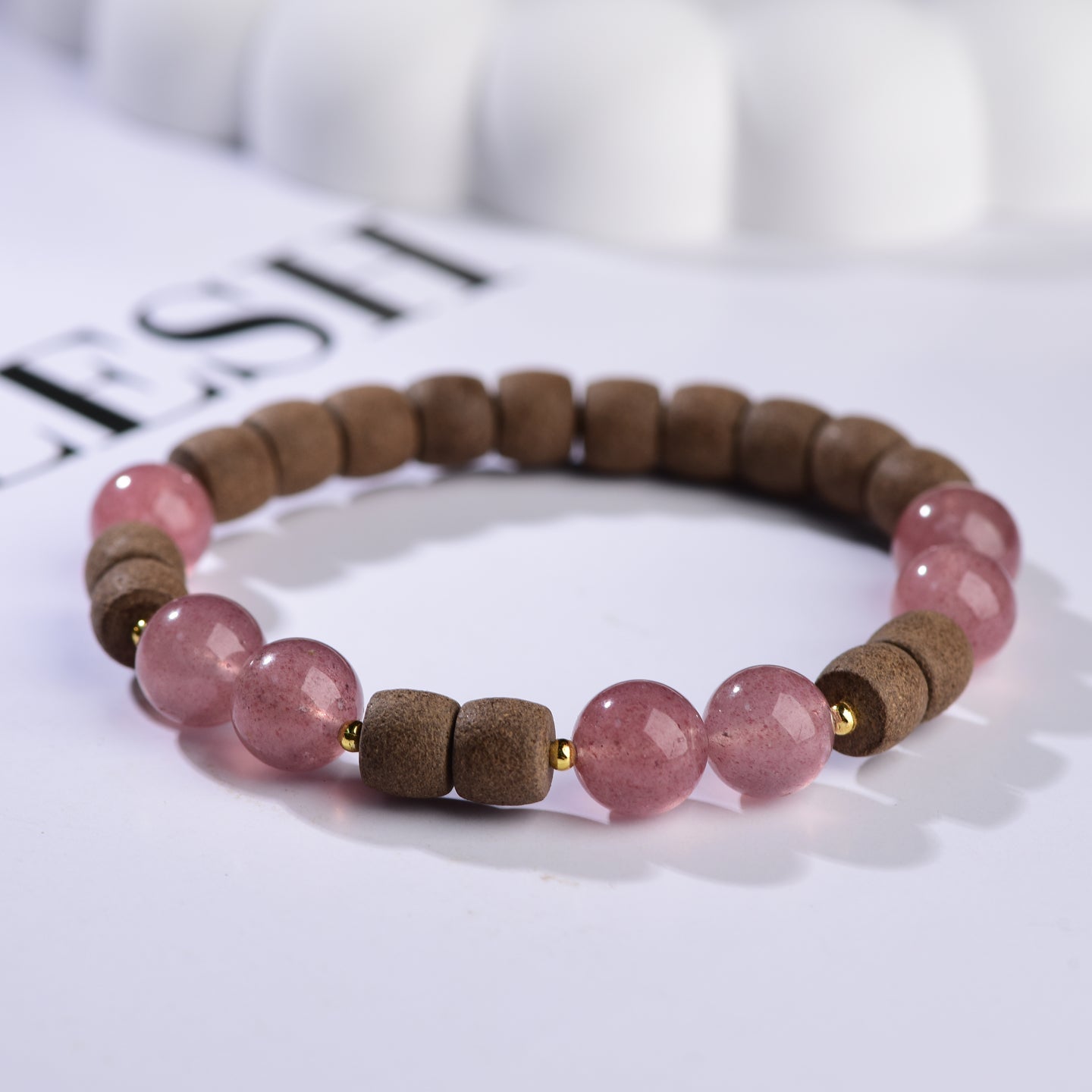 Rose Harmony Crystal & Herbal Bead Bracelet